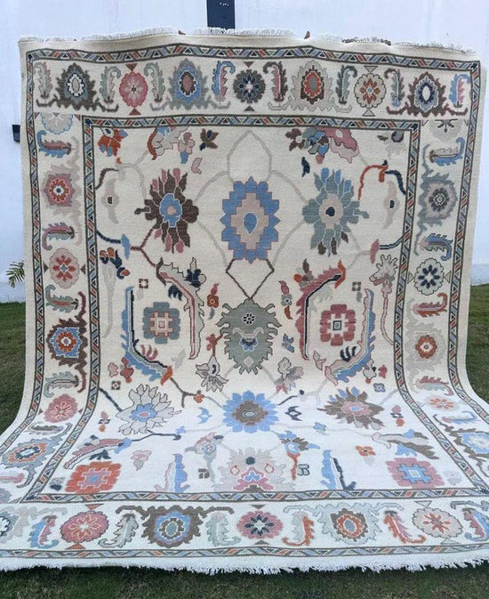 Vintage Oushak Hand Knotted Wool Rug, 9x12, Handmade Area Rug