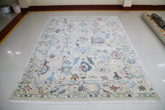 Vintage Oushak Hand Knotted Wool Rug, 9x12, Handmade Area Rug