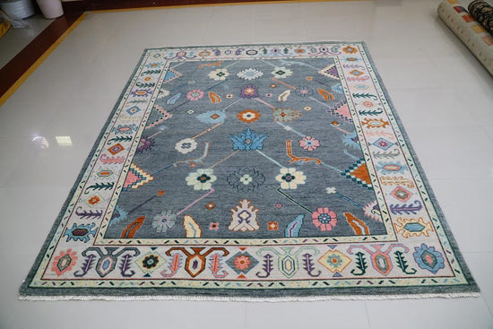 Vintage Oushak Hand Knotted Wool Rug, 9x12, Handmade Area Rug