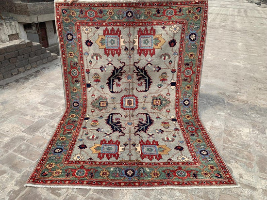 Kazak Style Hand Knotted Wool Rug, 9 × 12 Feet, Handmade Area Rug