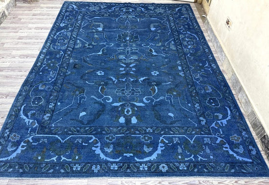 Vintage Oushak Hand Knotted Wool Rug, 9 × 12 Feet, Handmade Area Rug